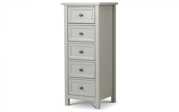 Maine 5 Drawer Tall Chest Dove Grey Finish